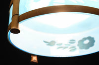 ブルーのガラス笠と竹フレームがお洒落な電笠 DC7025