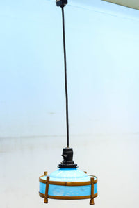 ブルーのガラス笠と竹フレームがお洒落な電笠 DC7025