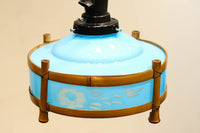 ブルーのガラス笠と竹フレームがお洒落な電笠 DC7025