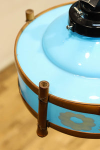 ブルーのガラス笠と竹フレームがお洒落な電笠 DC7025