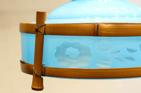 ブルーのガラス笠と竹フレームがお洒落な電笠 DC7025