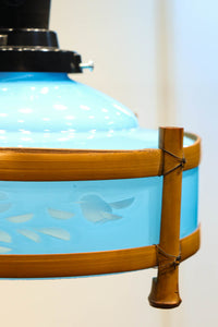 ブルーのガラス笠と竹フレームがお洒落な電笠 DC7025