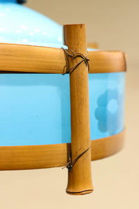 ブルーのガラス笠と竹フレームがお洒落な電笠 DC7025