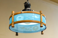 ブルーのガラス笠と竹フレームがお洒落な電笠 DC7025