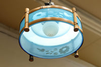 ブルーのガラス笠と竹フレームがお洒落な電笠 DC7025