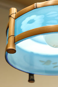 ブルーのガラス笠と竹フレームがお洒落な電笠 DC7025