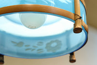 ブルーのガラス笠と竹フレームがお洒落な電笠 DC7025