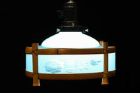 ブルーのガラス笠と竹フレームがお洒落な電笠 DC7025