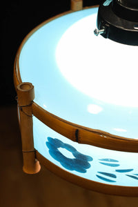 ブルーのガラス笠と竹フレームがお洒落な電笠 DC7025