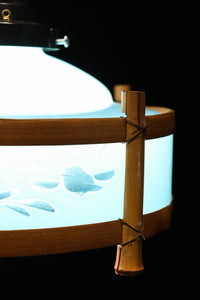 ブルーのガラス笠と竹フレームがお洒落な電笠 DC7025