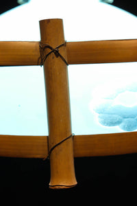 ブルーのガラス笠と竹フレームがお洒落な電笠 DC7025