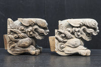 力強い表情で迫力のある木鼻一対 DC7373ab 在庫2個一組