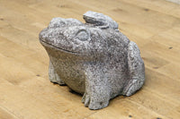 凛々しい表情をみせる親子ガエルの石像 DC7481