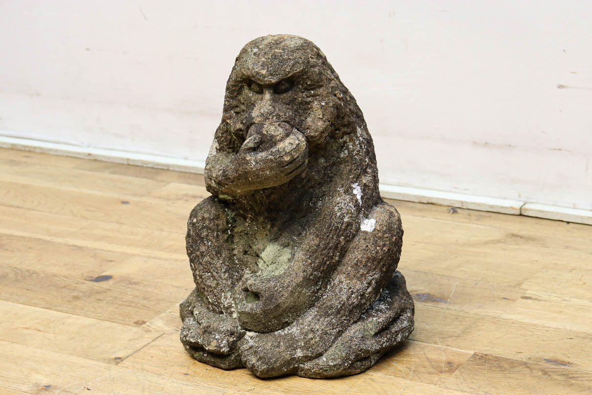 珍品‼ 柿を頬張るお猿さんの石像 DC7623 – 古福庵 [ KOFUKUAN