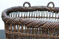 時代を感じる風合いの中型のあけび編み籠 DC7664