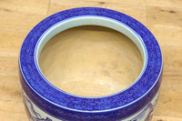 山間の川沿いの風景画を描いて落ち着いた雰囲気ある陶器製丸火鉢 DC7730