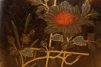 光沢感ある古色の色合いに蒔絵が映える丸火鉢 DC7735