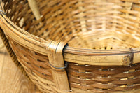 レトロな雰囲気ある竹編みの吊り丸カゴ DC7843