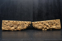菊の葉と花が細やかに彫り描かれた彫刻梁飾り DC8074bc 在庫(b:1 c:1)枚