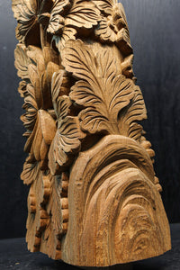 菊の葉と花が細やかに彫り描かれた彫刻梁飾り DC8074bc 在庫(b:1 c:1)枚