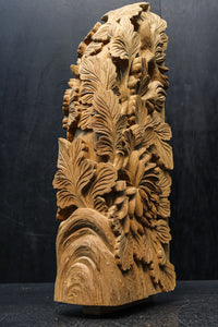 菊の葉と花が細やかに彫り描かれた彫刻梁飾り DC8074bc 在庫(b:1 c:1)枚