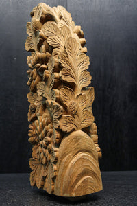 菊の葉と花が細やかに彫り描かれた彫刻梁飾り DC8074bc 在庫(b:1 c:1)枚