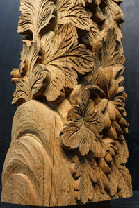 菊の葉と花が細やかに彫り描かれた彫刻梁飾り DC8074bc 在庫(b:1 c:1)枚