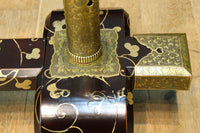 極上!! 黒漆に蒔絵が絢爛優美な組み立て式衣桁 DC8077