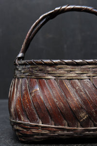 渋みを増した味わい深い竹編みカゴの炭入れ DC8130