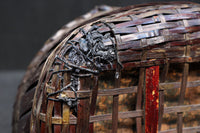 渋みを増した味わい深い竹編みカゴの炭入れ DC8130