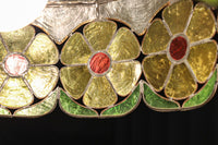 可愛らしい丸い花柄模様が並ぶレトロなステンドグラス電笠 DC8142