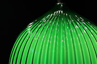 グリーンの縦縞プレス模様で落ち着いた眺めのプレスガラス電笠 DC8189