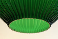 グリーンの縦縞プレス模様で落ち着いた眺めのプレスガラス電笠 DC8189