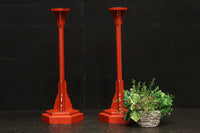 明るい朱の色艶に包まれたぼんぼり台 DC8207 2個1セット