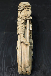 龍へと昇華する鯉の滝昇りを描いた立体彫刻が素晴らしい梁飾り DC8223ab 在庫(a:1 b:1)枚