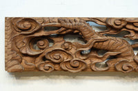 貫禄ある2頭の龍の立体感溢れるけやき彫刻飾り DC8226