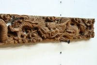 貫禄ある2頭の龍の立体感溢れるけやき彫刻飾り DC8226