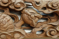 貫禄ある2頭の龍の立体感溢れるけやき彫刻飾り DC8226