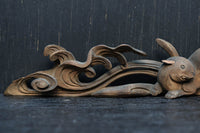 稀少!!可愛らしい波兎(なみうさぎ)の彫刻飾り DC8260a