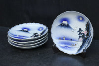 富士の頂きを望む風景を華やかに描いた中皿 DC8266 在庫5枚