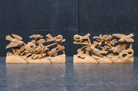 菊の花と小鳥が細やかに彫り描かれた彫刻飾り DC8349ab 在庫(a:1 b:1)枚