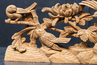 菊の花と小鳥が細やかに彫り描かれた彫刻飾り DC8349ab 在庫(a:1 b:1)枚