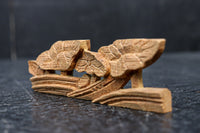 極小!! 蓮の花と葉を上品に描いた彫刻飾りセット DC8362 在庫2個一組