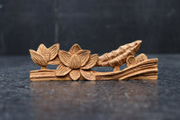 極小!! 蓮の花と葉を上品に描いた彫刻飾りセット DC8362 在庫2個一組