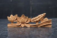 極小!! 蓮の花と葉を上品に描いた彫刻飾りセット DC8362 在庫2個一組