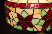 赤い花模様が引き立つ色鮮やかなステンドグラスのシャンデリア DC8438