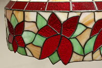 赤い花模様が引き立つ色鮮やかなステンドグラスのシャンデリア DC8438