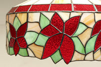 赤い花模様が引き立つ色鮮やかなステンドグラスのシャンデリア DC8438