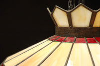 赤い花模様が引き立つ色鮮やかなステンドグラスのシャンデリア DC8438