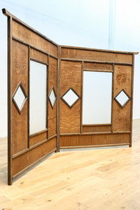 古色の色づきが味わいあるガラス入り二つ折り衝立 DC8479